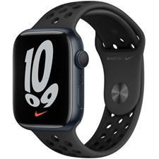 Apple Watch Series 7 - GPS, 45mm, Midnight Aluminum Case, Anthracite/Black Nike Sport Band