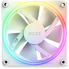 NZXT F120 RGB Duo 120mm Dual-Sided RGB Fan, 20 Individually Addressable LEDs, Anti-Vibration Rubber Corners, White, Single Pack
