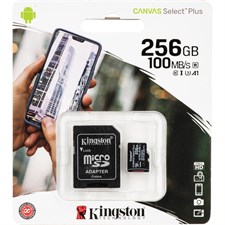 Kingston Canvas Select Plus UHS-I microSDXC Card 256GB SDCS2/256GB with SD Adapter