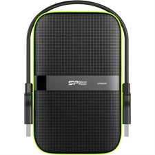 Silicon Power Armor A60 1TB USB 3.2 Gen 1 Portable Hard Drive - Black / Green - IPX4 Water-Resistance - Shockproof - SP010TBPHDA60S3K