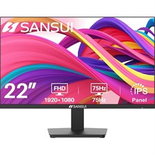 SANSUI ES-22F1 22" Monitor | IPS 75Hz 1080p FHD | HDMI VGA, Ultra-Slim Bezel Ergonomic Tilt Eye Care LED Display FreeSync