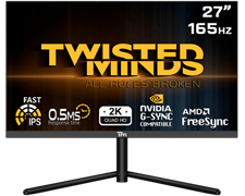 Twisted Minds QHD 27'', 165Hz, Fast IPS, 0.5ms, HDMI2.1, Flat HDR Gaming Monitor TM27QHD165IPS GSYNC